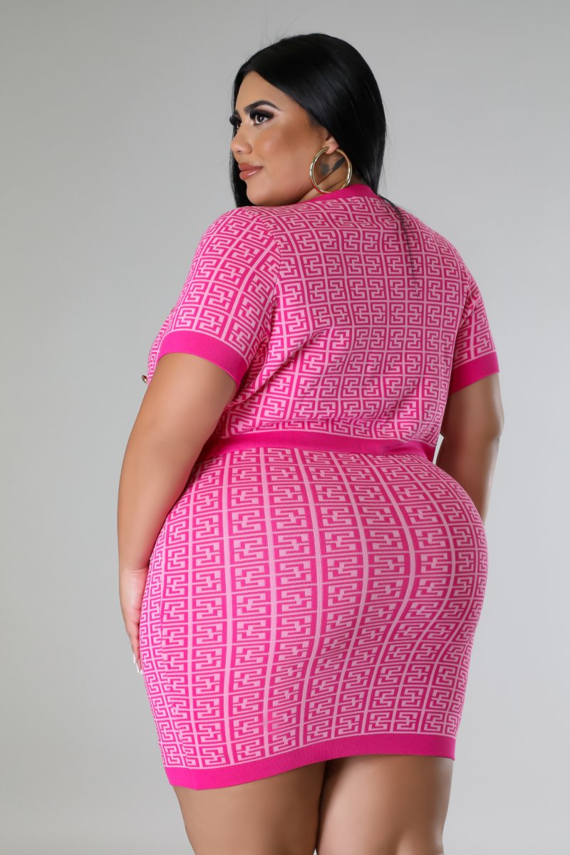 Classy Sexxiii+ - 3 Piece Hot Pink Skirt Set