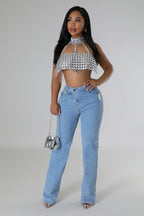 Alluring, I'm Her - Reflective Chain Crop Top