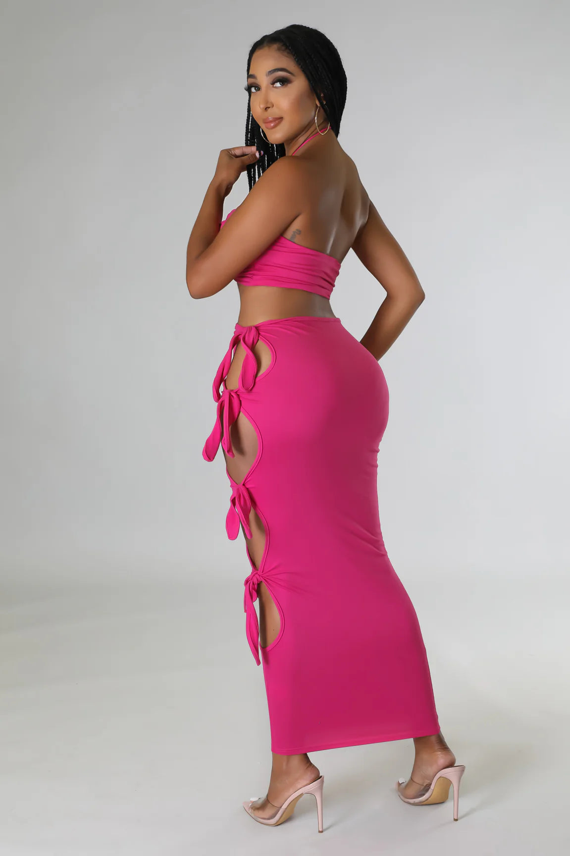 Too Much - Cutout Maxi Skirt 2 Piece Set