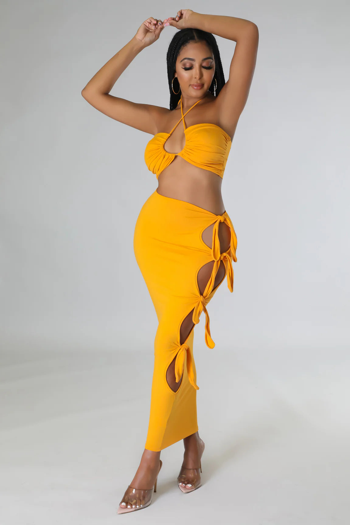 Too Much - Cutout Maxi Skirt 2 Piece Set