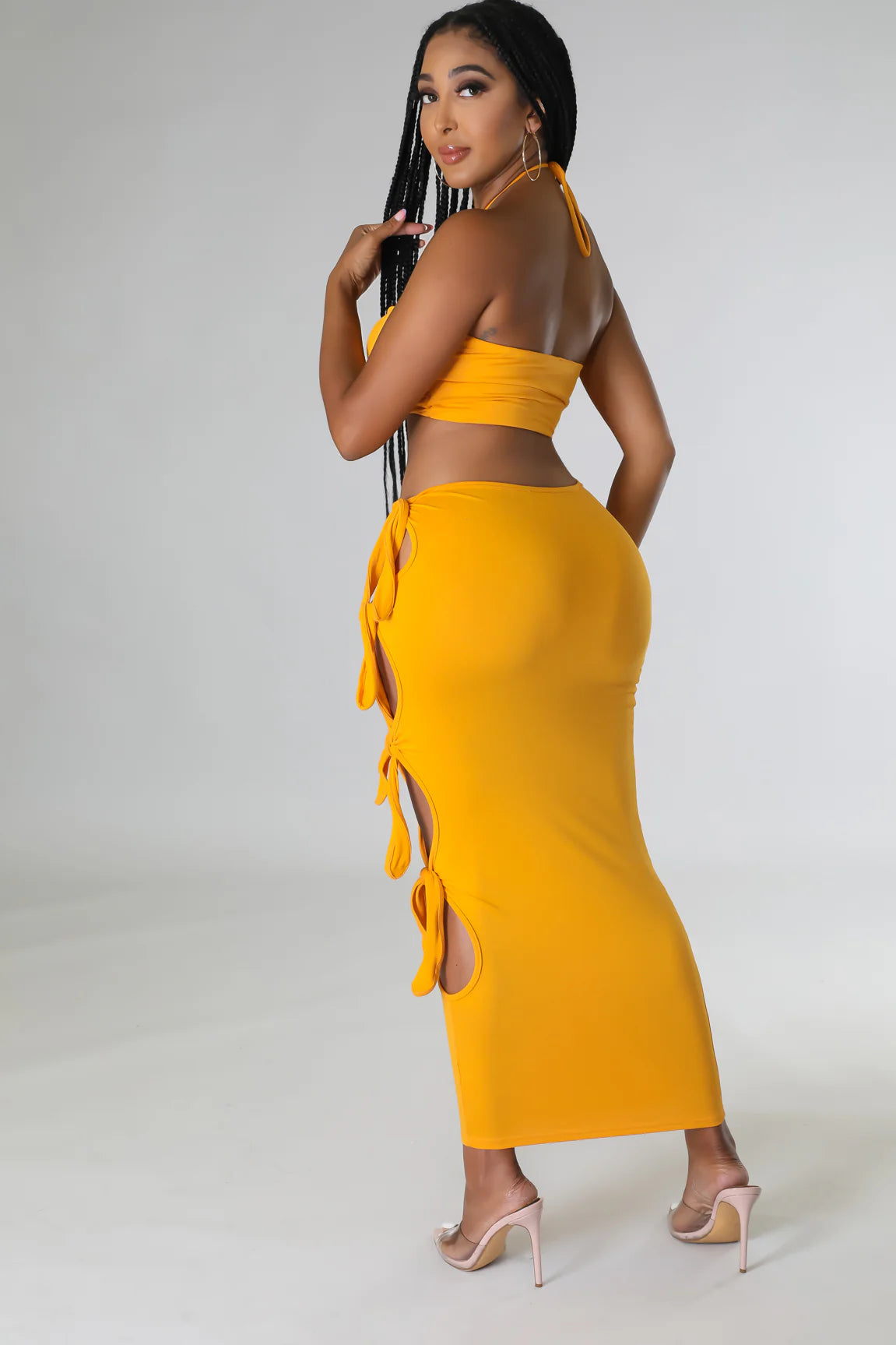 Too Much - Cutout Maxi Skirt 2 Piece Set