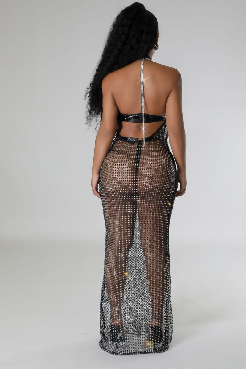 A-Lotta Halter Maxi Dress - Black