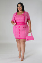 Classy Sexxiii+ - 3 Piece Hot Pink Skirt Set