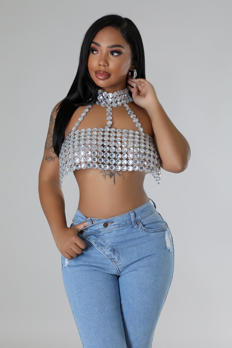 Alluring, I'm Her - Reflective Chain Crop Top