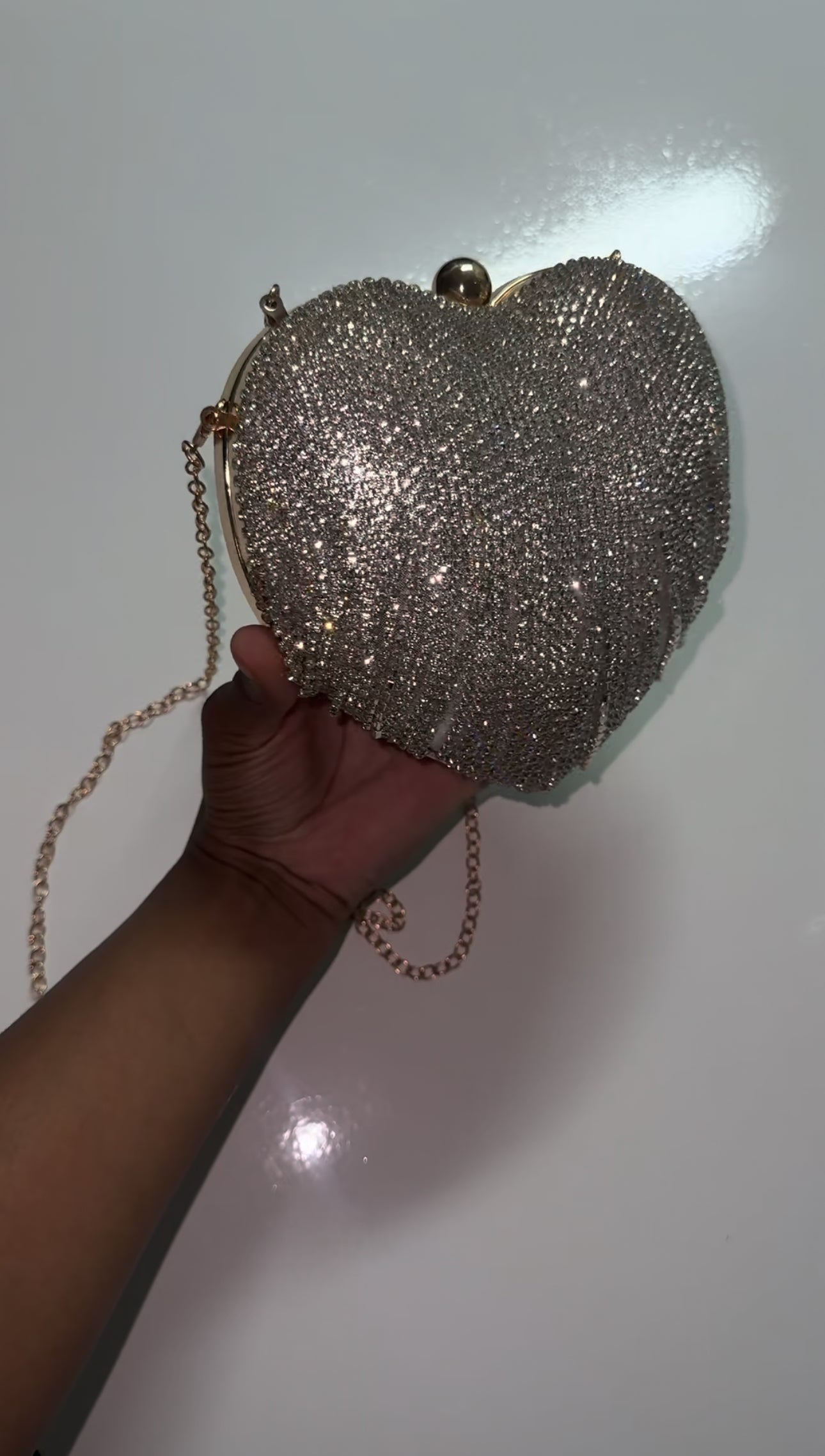 Steel Heart - Dripping Rhinestone Clutch
