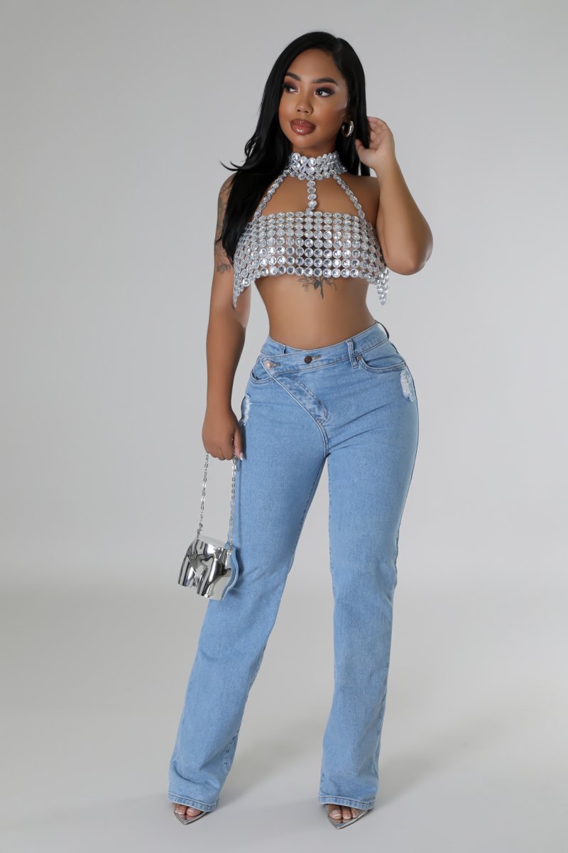 Alluring, I'm Her - Reflective Chain Crop Top
