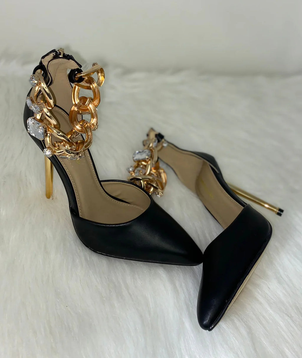 Gold Thingz & Big Stone Pump - Black