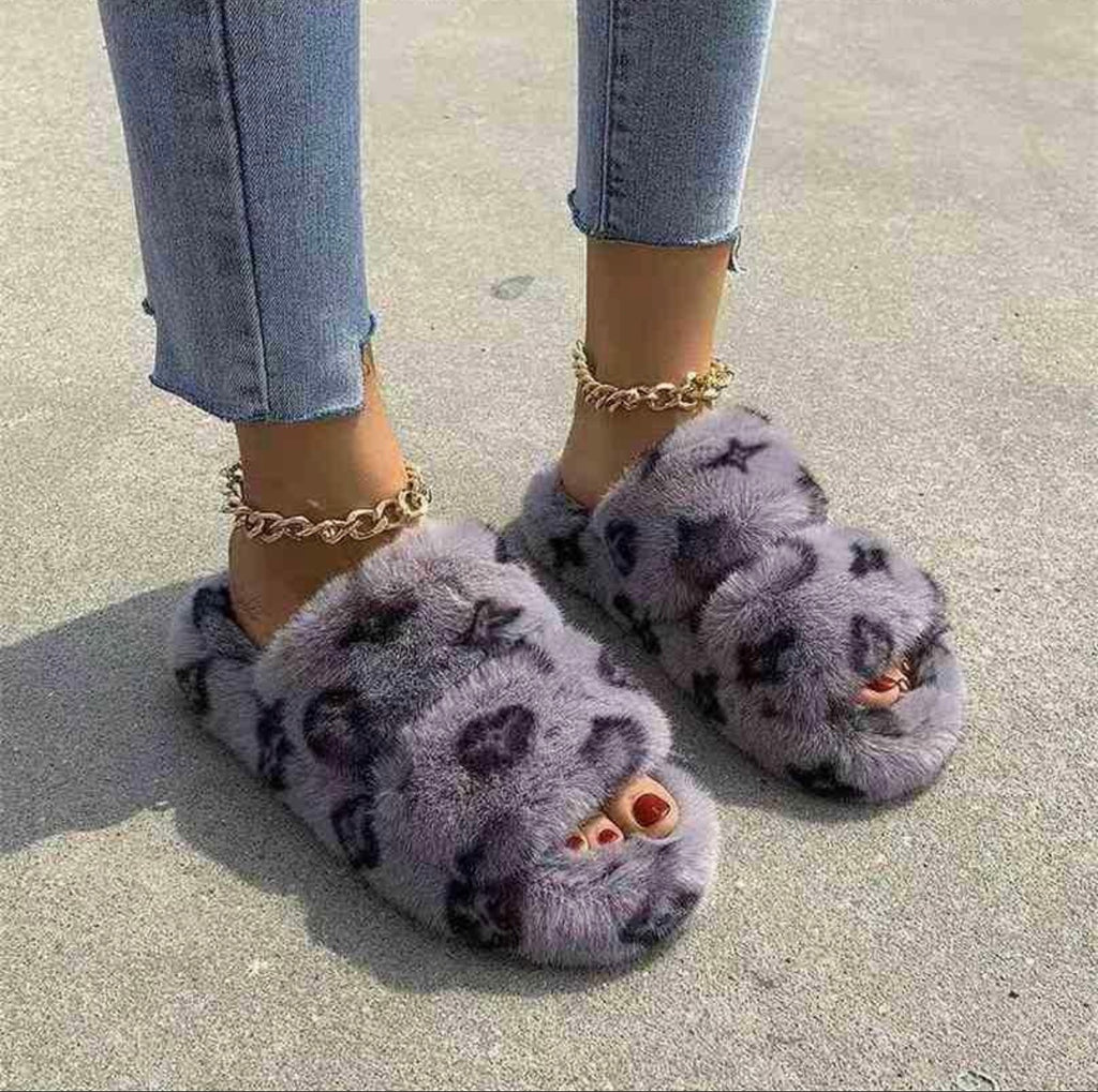 Where's Vuitton? - Faux Fur Slippers