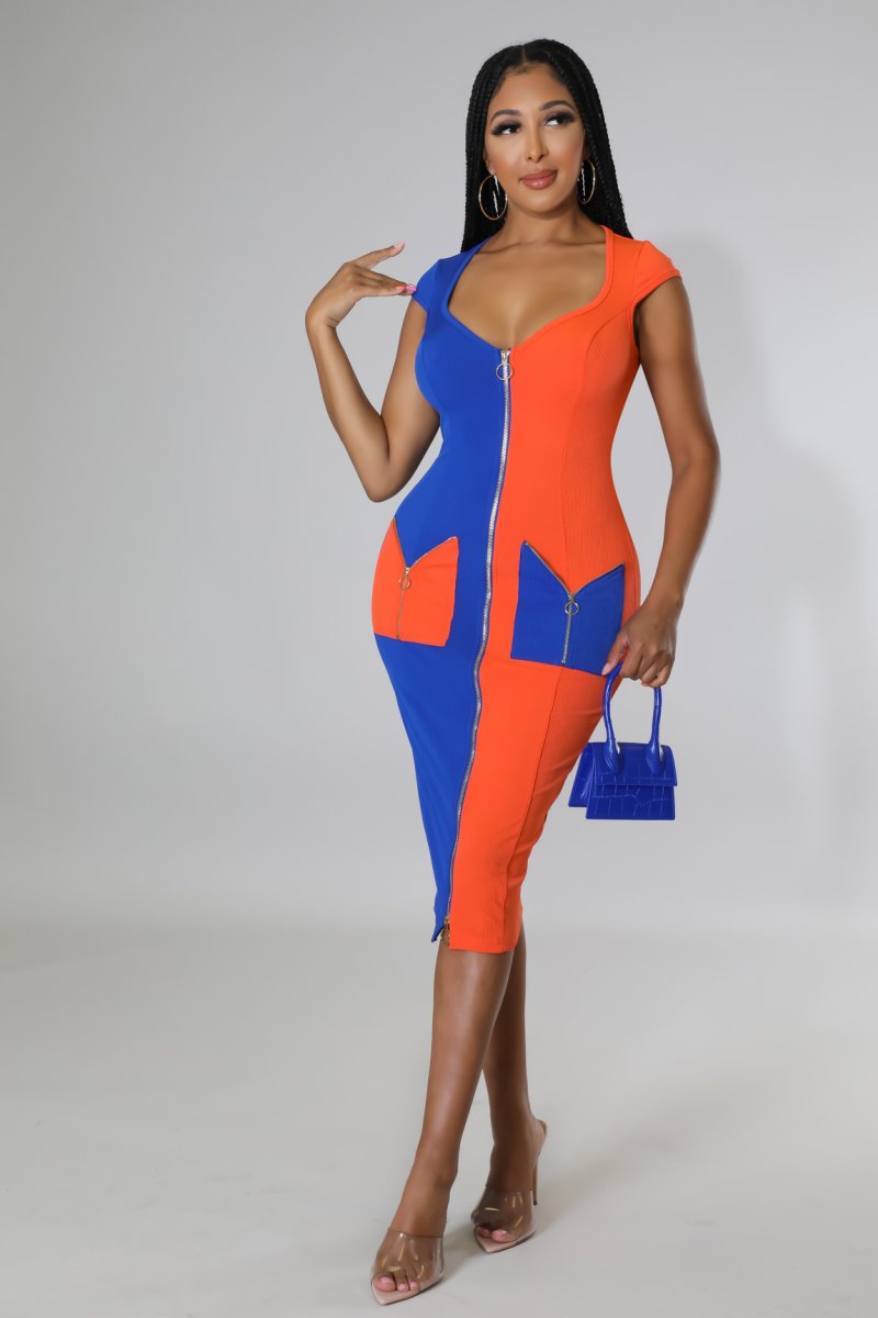 Her Business - Zip Up Midi Dress