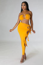 Too Much - Cutout Maxi Skirt 2 Piece Set