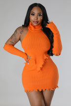 Dis Wavy - 3 Piece Orange Skirt Set