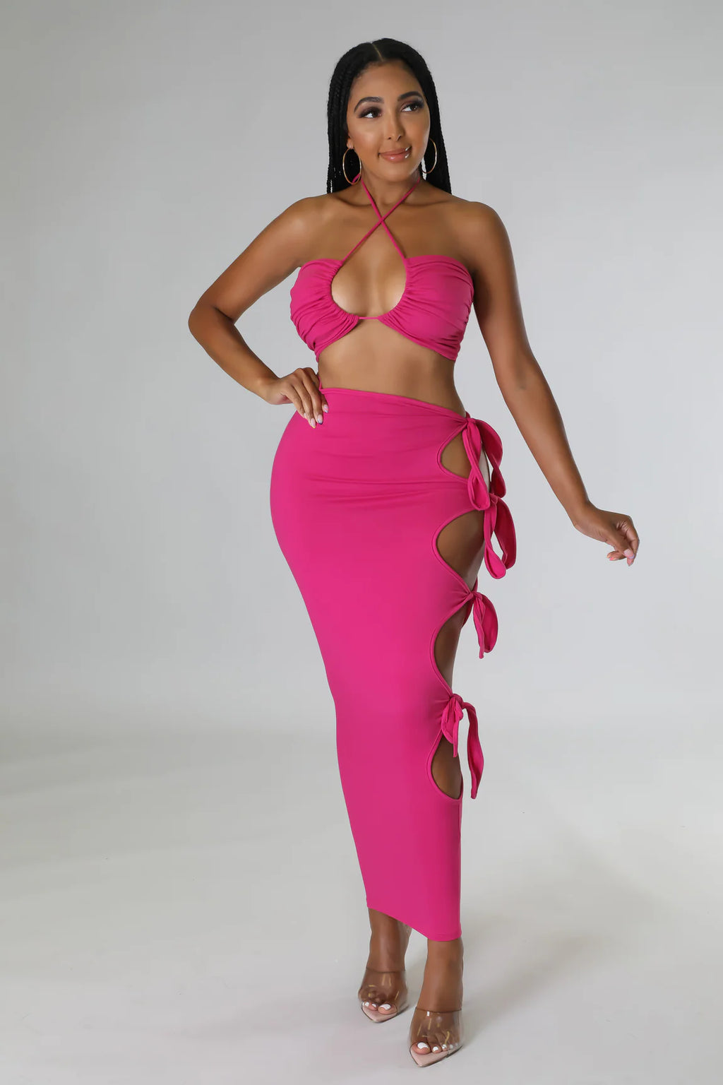 Too Much - Cutout Maxi Skirt 2 Piece Set