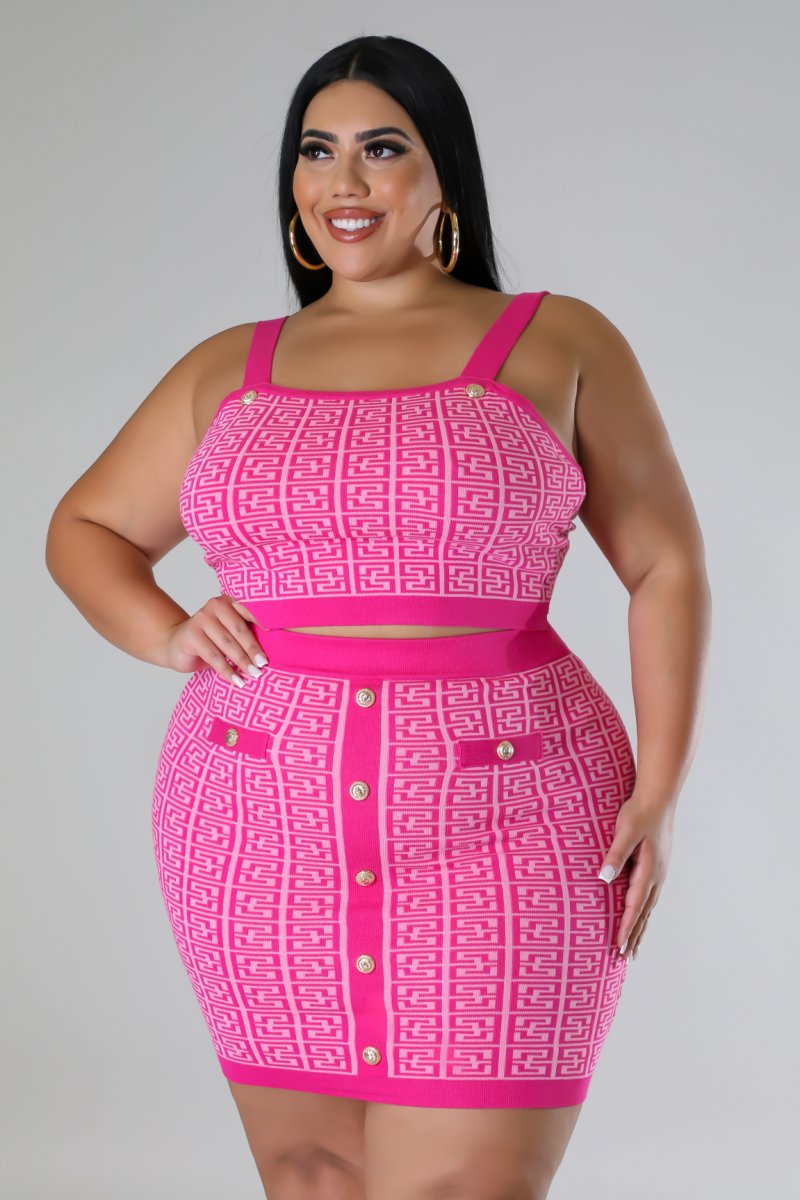 Classy Sexxiii+ - 3 Piece Hot Pink Skirt Set
