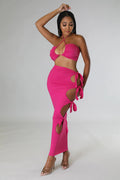 Too Much - Cutout Maxi Skirt 2 Piece Set