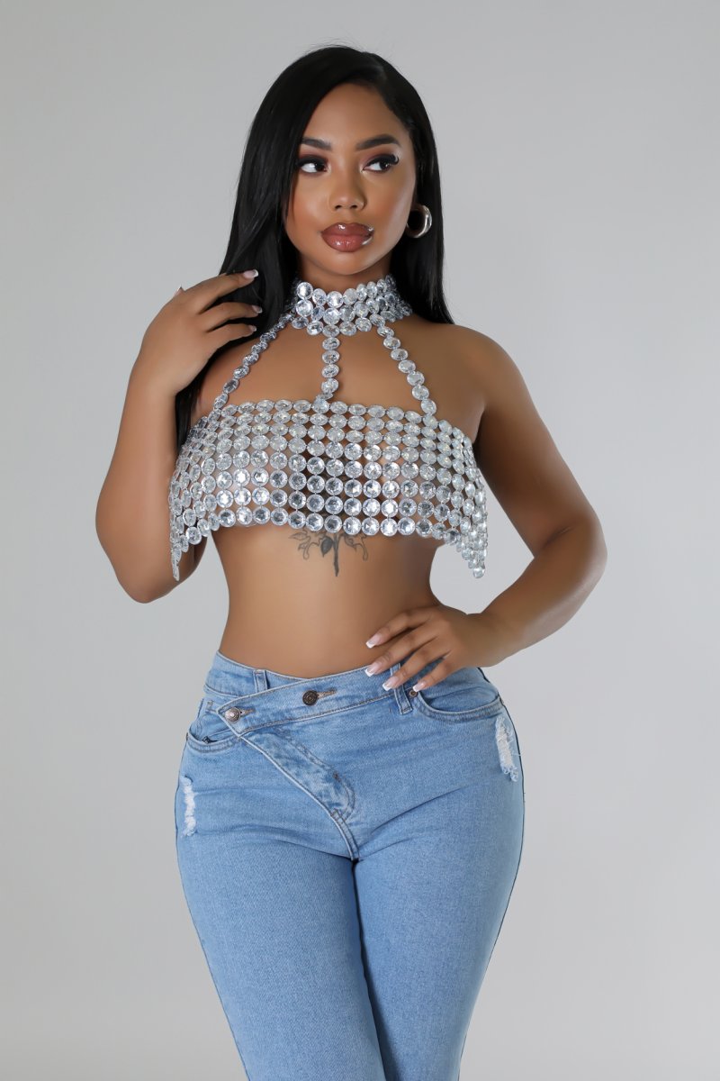 Alluring, I'm Her - Reflective Chain Crop Top