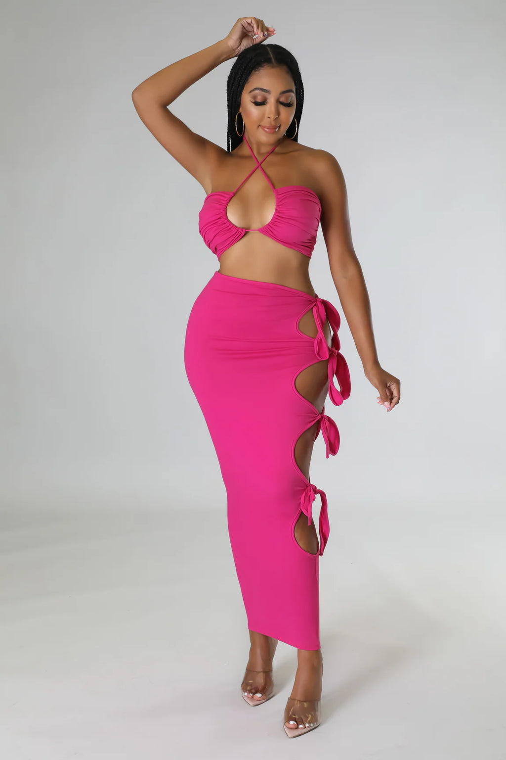 Too Much - Cutout Maxi Skirt 2 Piece Set