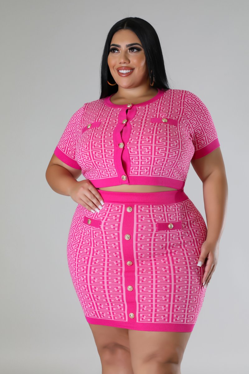 Classy Sexxiii+ - 3 Piece Hot Pink Skirt Set