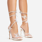 Beautifly Lace Up Rhinestone Stilettos