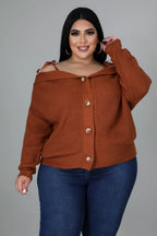 Knot A Off Shoulder Sweater+ - Rust