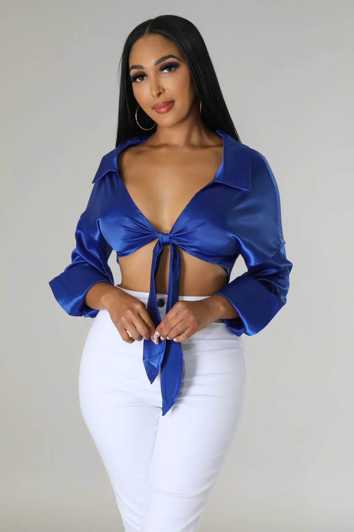 Lavish Satin - Tied Crop Top