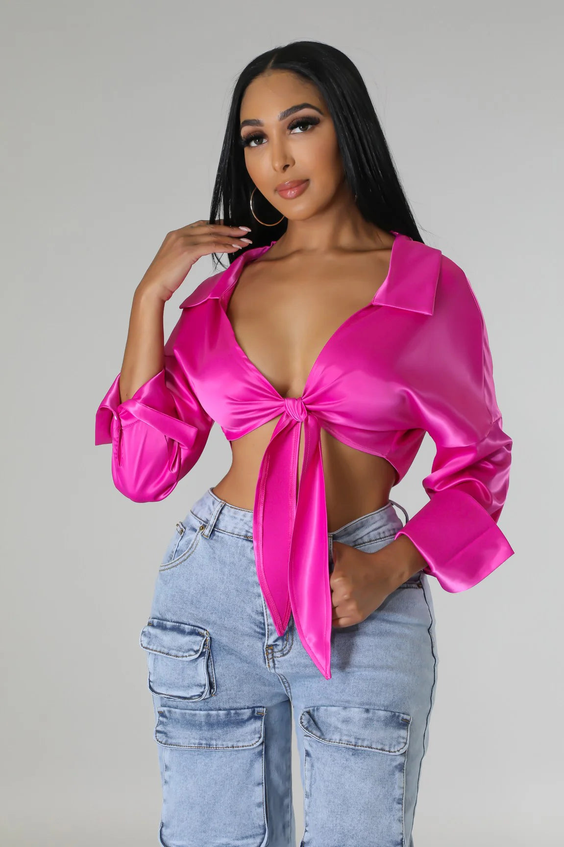 Lavish Satin - Tied Crop Top