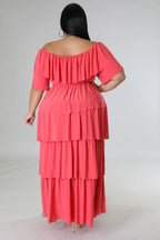 Crowd Pleaser+ - Long Maxi Coral Skirt 2 Piece Set
