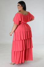 Crowd Pleaser+ - Long Maxi Coral Skirt 2 Piece Set