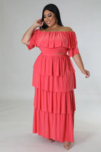 Crowd Pleaser+ - Long Maxi Coral Skirt 2 Piece Set