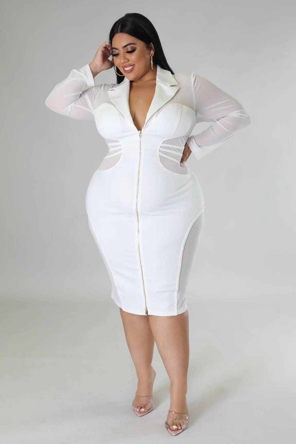 Buzinezz Ma Way+ - Sheer Midi Dress