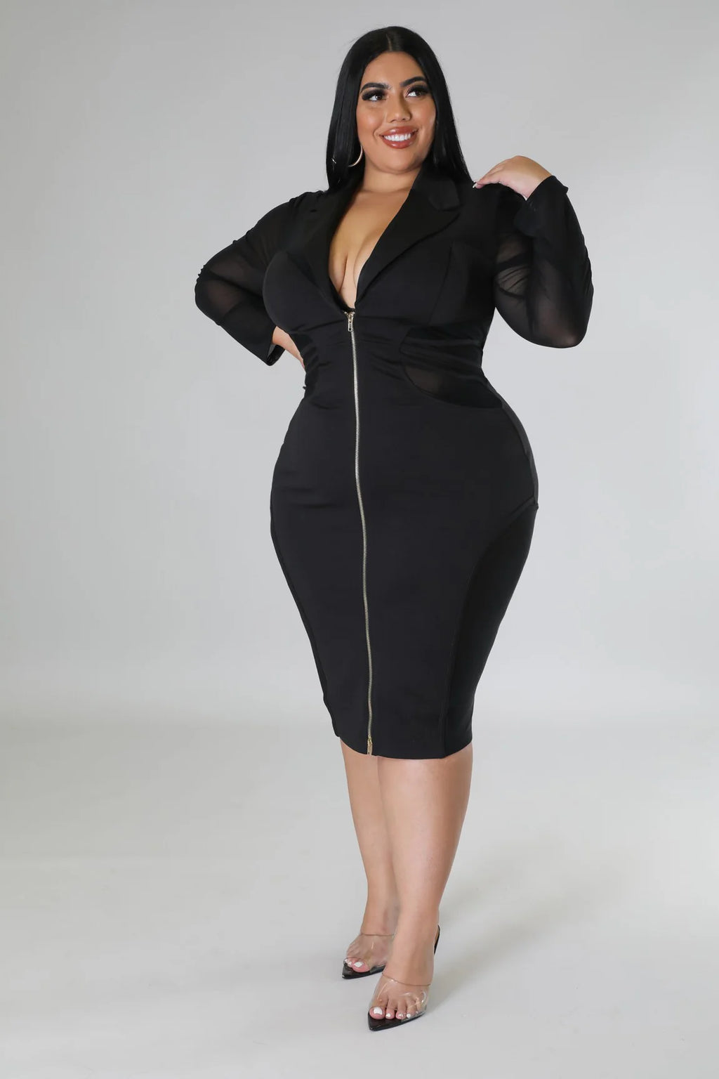 Buzinezz Ma Way+ - Sheer Midi Dress