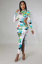 If Only... Splattered Paint Cutout Midi Dress - Multi￼
