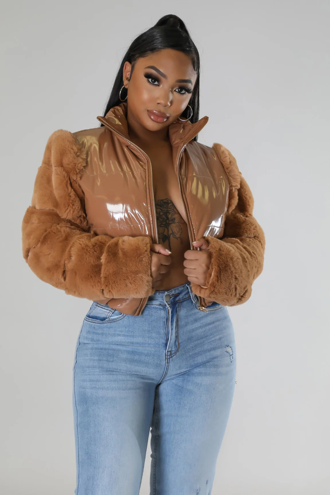 Foxxy Faux Fur Crop Jacket