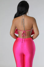 Gifted Flower Halter Top - Dark Pink