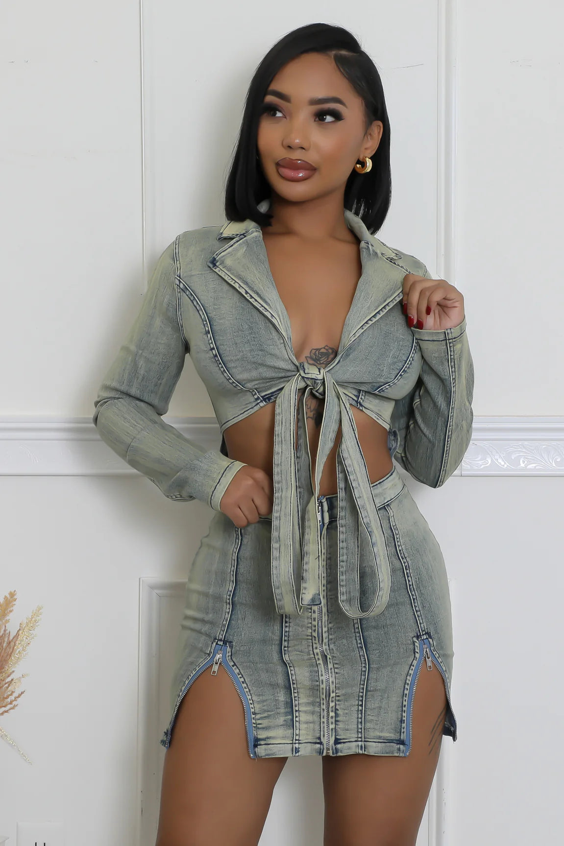 FabOlus Me! - Denim Versatile Cutout Mini Dress