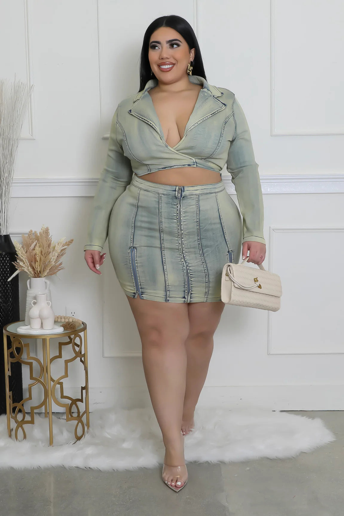 FabOlus Me!+ - Versatile Denim Cutout Mini Dress