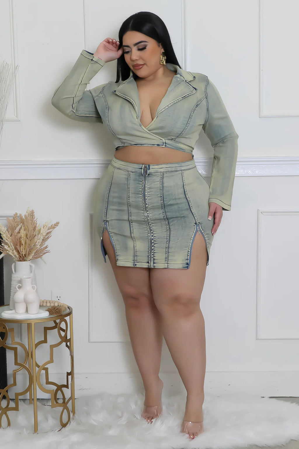 FabOlus Me!+ - Versatile Denim Cutout Mini Dress