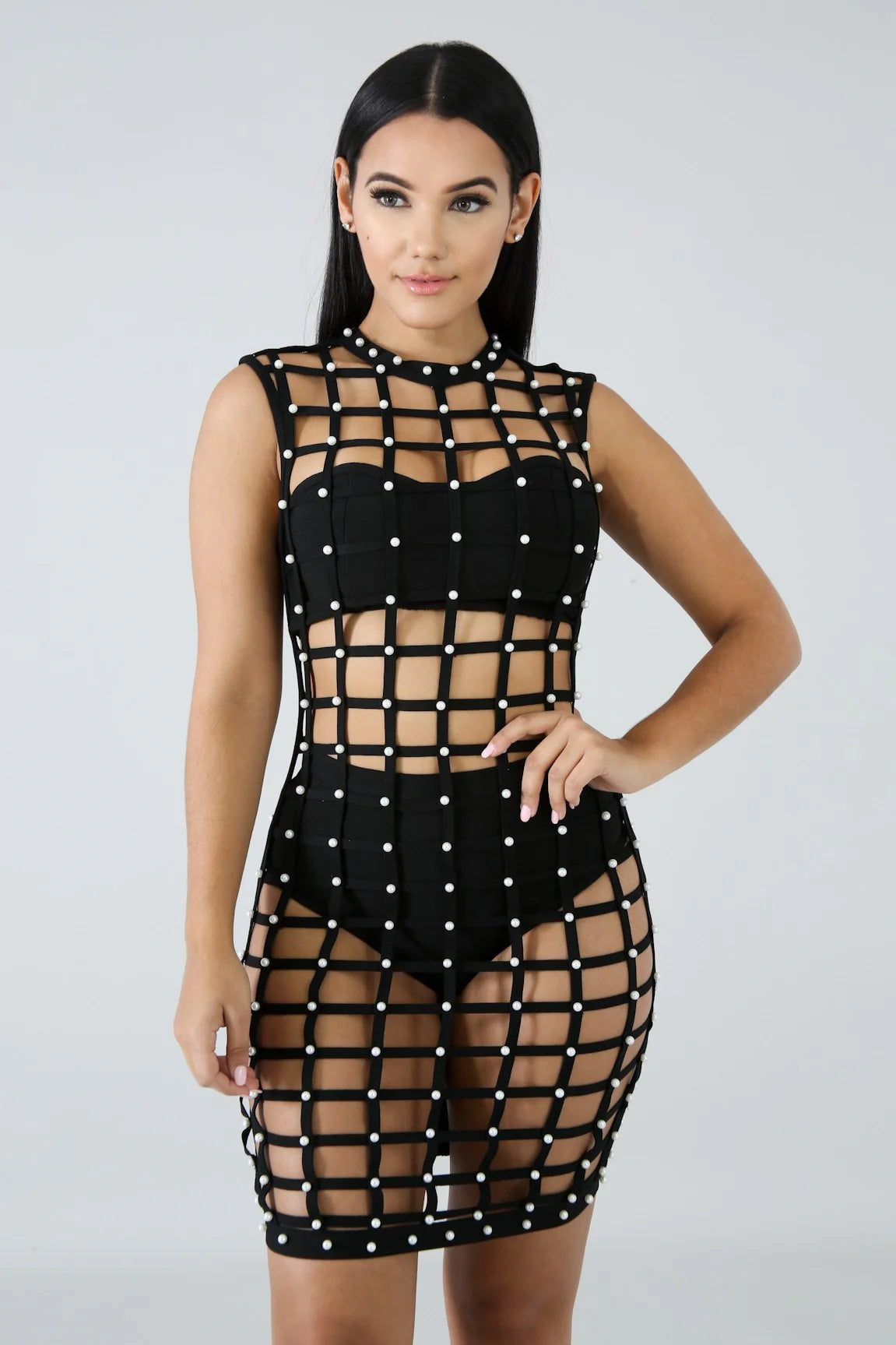 Extra Poison - 3 Piece Black Mini Dress Set