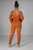 Off Shoulder Ruffled Pants Set