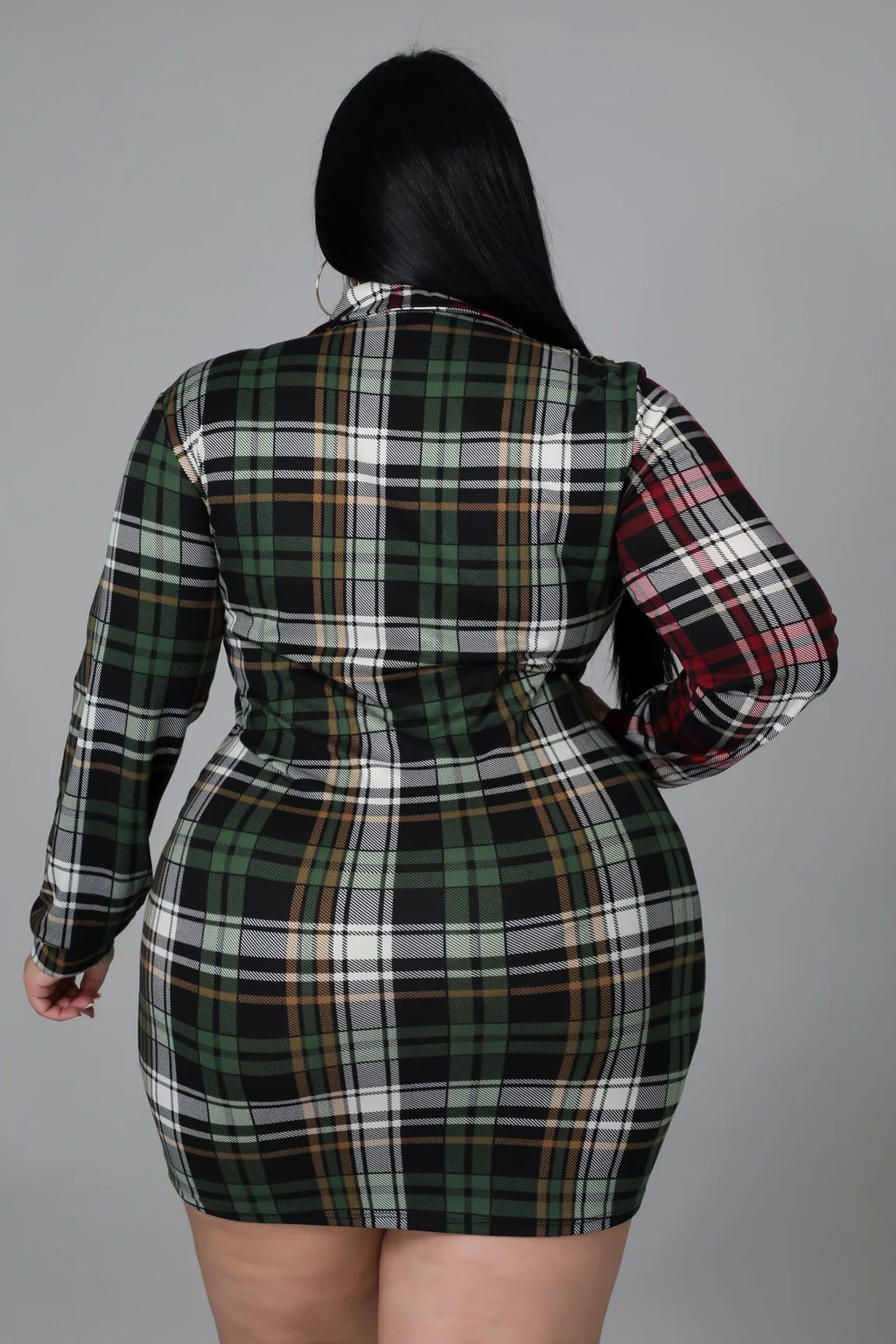 Confuse Them+ - Plaid Drawstring Mini Dress