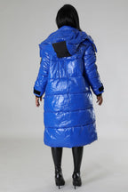 Keep Her Warm! - Blue Long Puffer Jacket