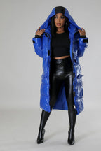Keep Her Warm! - Blue Long Puffer Jacket