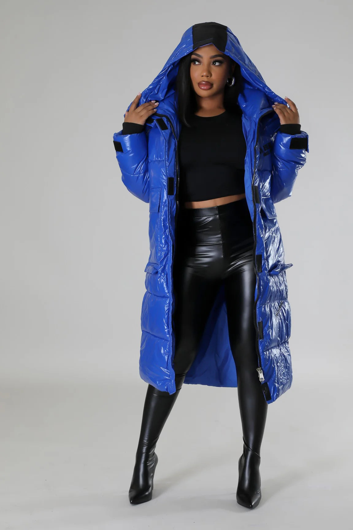 Keep Her Warm! - Blue Long Puffer Jacket