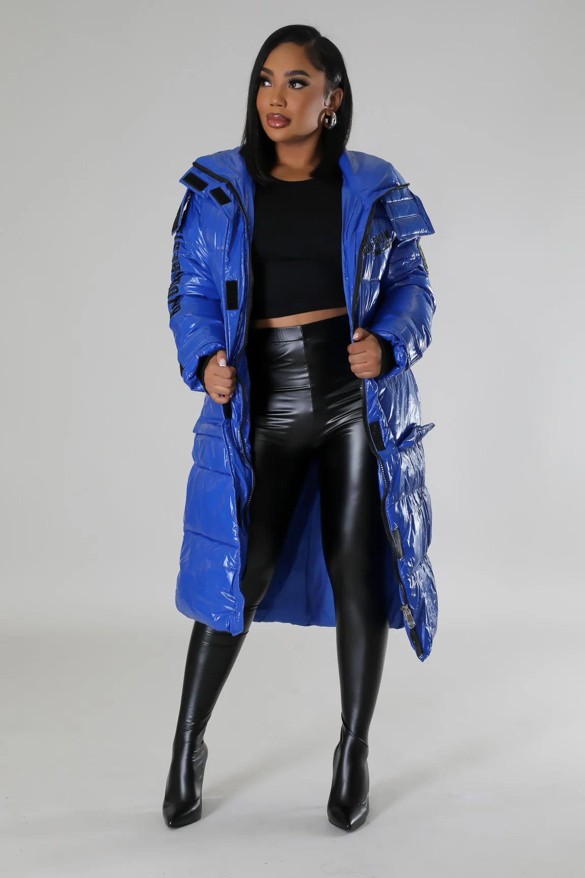 Keep Her Warm! - Blue Long Puffer Jacket