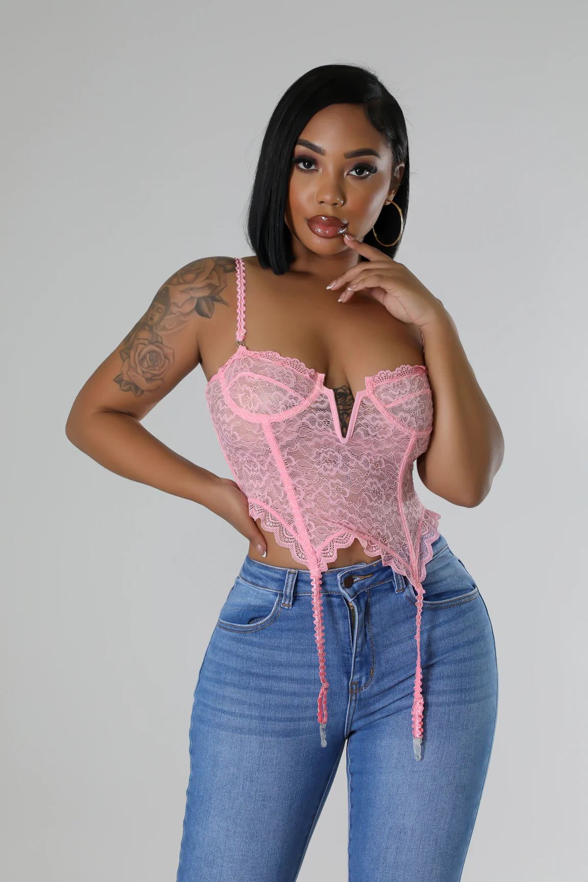 Lace Me Corset Top - Pink