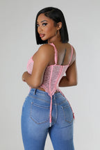 Lace Me Corset Top - Pink