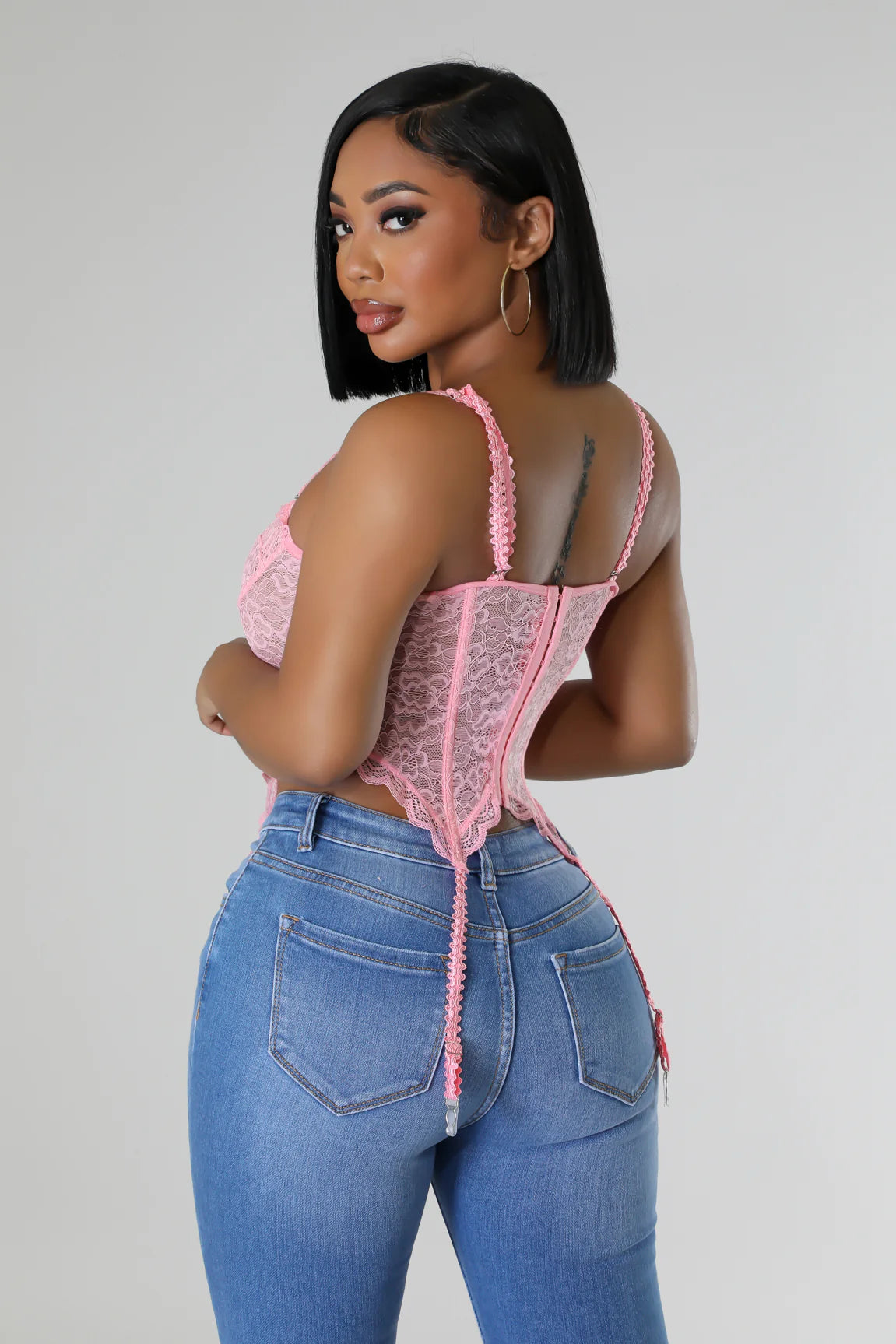 Lace Me Corset Top - Pink