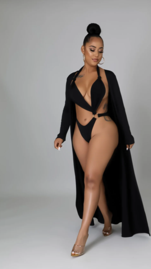 Trouble Vibez - 3 Piece Black Swimsuit Set