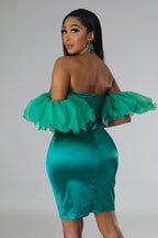 Jenny 4rm Da Block - Green Off Shoulder Mini Dress