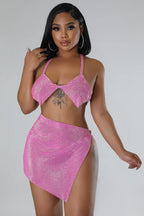 Diamond Goddess - 2 Piece Pink Skirt Set