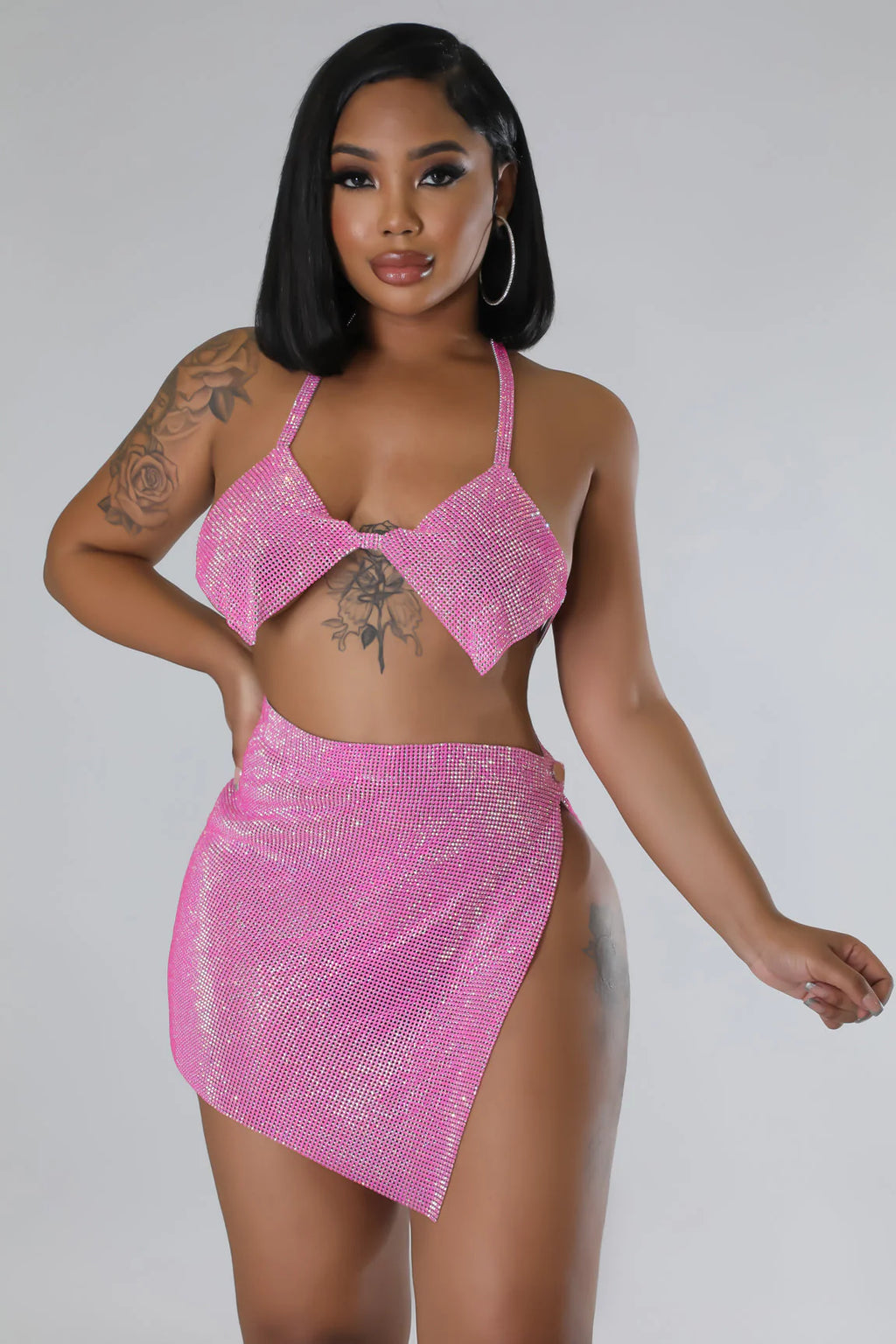 Diamond Goddess - 2 Piece Pink Skirt Set
